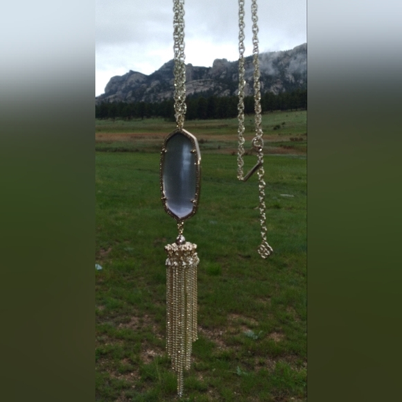 New Rayne Slate Cat's Eye Stone Tassel Necklace💞 - Picture 5 of 10